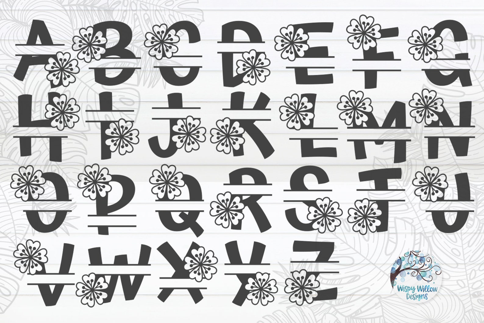 Aloha Split Alphabet SVG Bundle, Floral Split Letters for Summer ...