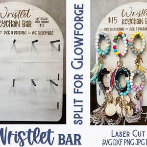 Wristlet Bar Stand File for Glowforge or Laser Cutter, SVG, AI, Keychain Holder File, Laser Cut Keychain, Bracelet Craft Show Display Design image 4