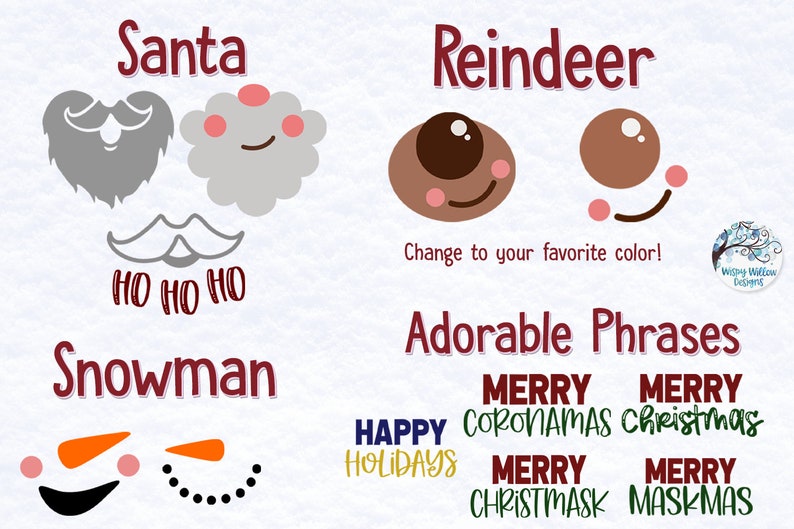 Christmas Masks SVG Bundle Santa Svg Reindeer Svg Merry Etsy