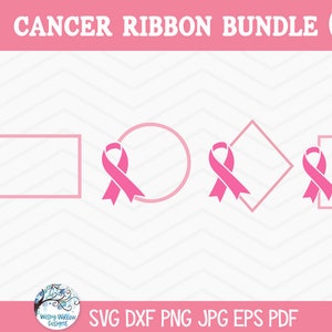 Breast Cancer Ribbon SVG Bundle for Cricut, Pink Cancer Awareness ...