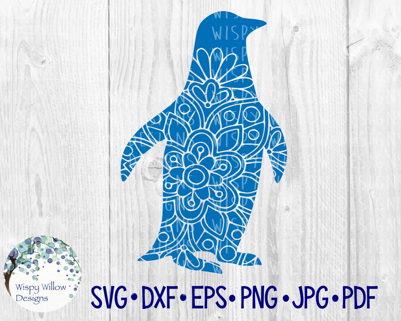 Download Penguin Floral Mandala SVG DXF jpg png eps Penguin SVG | Etsy