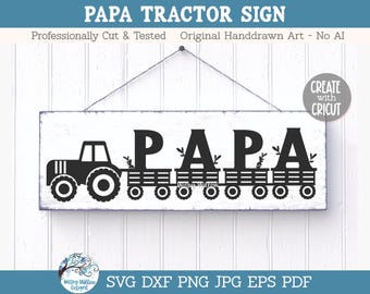 SVG de Papá Tractor, Regalo del Día del Padre, Letrero de Papá Granjero, Diseño de Camiseta de Abuelo PNG, Papá Granjero con Tractor SVG, Dxf, Archivo de Calcomanía de Vinilo para Cricut