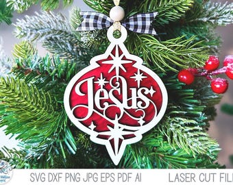 Jesus Christmas Ornament SVG File for Glowforge or Laser Cutter, Religious Winter Holiday Ornament, Xtool Laser Cut File, Jesus Christ DXF
