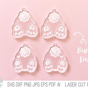 Fichier de boucles d'oreilles lapin de Pâques pour Glowforge ou découpeur laser, boucle d'oreille printemps, artisanat de bijoux lapin Glowforge, fichier boucles d'oreilles découpées au laser