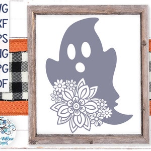 Floral Ghost SVG, Ghost Mandala SVG, Ghost SVG, Ghosts Svg, Halloween Svgs, Mandala Ghost, Girl Ghost, Ghost with Flowers, Halloween Mandala