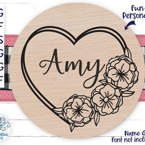 Corazón con flores SVG, corazón floral SVG, letrero de guardería para bebé, corazón personalizado SVG, corazón de San Valentín con flores, corazón bonito
