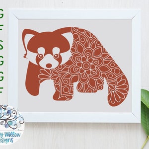 Panda vermelho urso floral mandala SVG DXF png jpg eps, arquivo de download digital, panda vermelho svg, mandala animal, cricut, silhueta, arquivo de corte de decalque