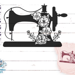 Floral Sewing Machine SVG, Vintage Sewing Machine with Flowers, Floral Sewing Machine for Cricut, Pretty Sewing Machine, Sew Svg, Sewing Svg