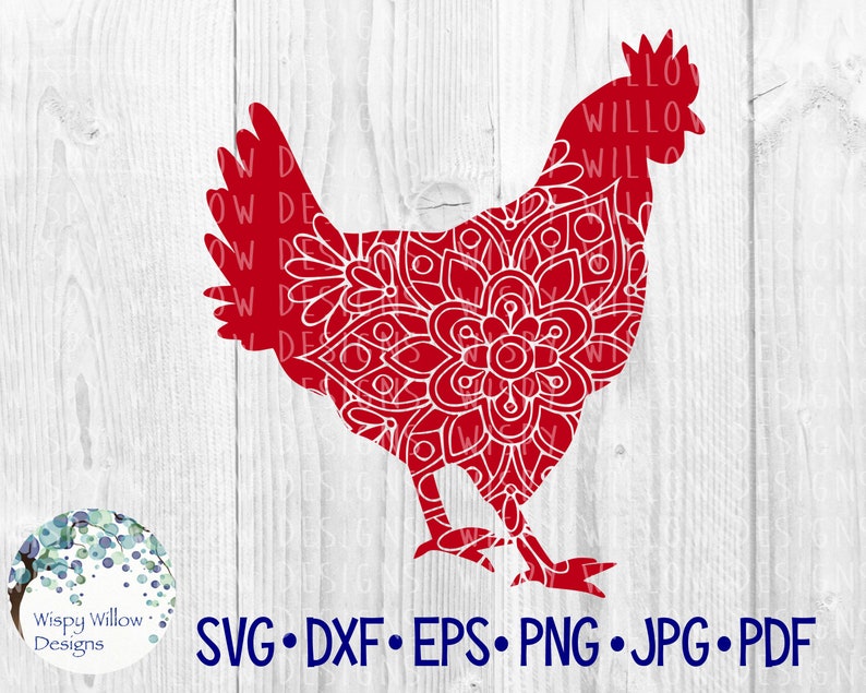 Download Rooster Floral Mandala SVG dxf png jpg eps Chicken | Etsy