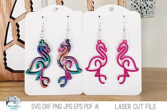 Flamingo Earring File for Glowforge or Laser Cutter, Summer Tropical Bird Wood Earring, Glowforge Jewelry Craft, Laser Cut Earring File