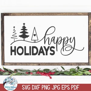 Joyeuses fêtes SVG pour Cricut, hiver signe PNG, décoration murale de Noël, voeux de Noël, bienvenue hiver, fichier de coupe sticker vinyle ferme