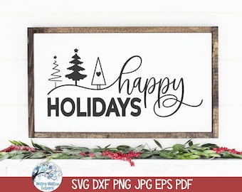 Joyeuses fêtes SVG pour Cricut, hiver signe PNG, décoration murale de Noël, voeux de Noël, bienvenue hiver, fichier de coupe sticker vinyle ferme