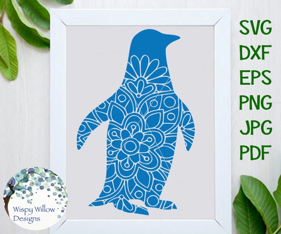 Download Penguin Floral Mandala SVG DXF jpg png eps Penguin SVG | Etsy