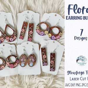 Floral Earrings Bundle, File for Glowforge or Laser Cutter, Spring Flower Earrings, Wood Earring SVG File, Flower Bouquet Dangle Earrings image 1