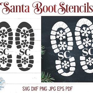 Santa Claus Boot Print Stencils SVG, Santa Boot Print Stencil File, Santa Shoe Print, Santa Footprints for Cricut or Glowforge Laser Cutter