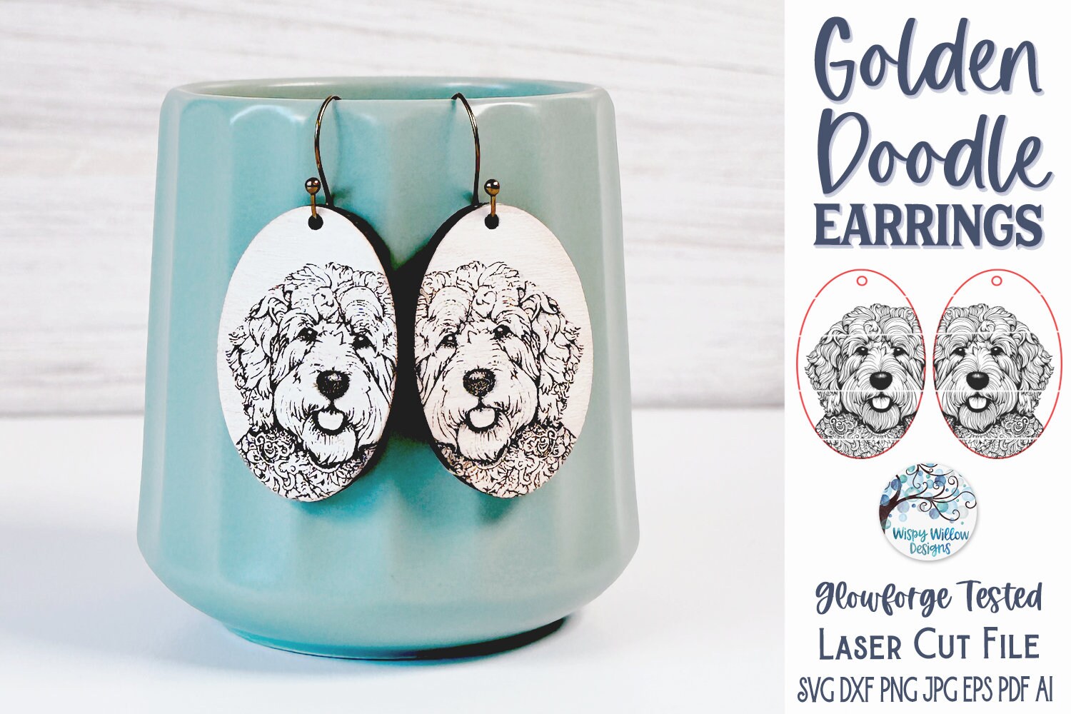 Goldendoodle Dog Earring SVG File for Glowforge or Laser Cutter ...