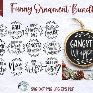 Bundle drôle de décoration de Noël SVG, Svg de Noël drôle, emballage de gangsta, Alexa emballer les cadeaux, traîneau toute la journée, père Noël pourquoi vous jugez PNG