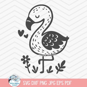 Flamant rose SVG pour Cricut, oiseau tropical, bébé animal clipart PNG, baby shower, chemise enfant mignon été, chambre d'enfant lunatique, sticker coupe fichier