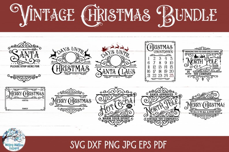 Vintage Christmas SVG Bundle for Cricut Retro Art Deco - Etsy