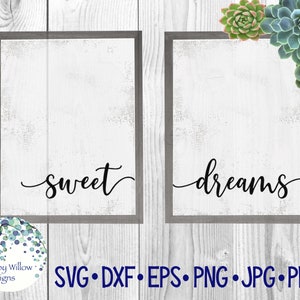 Słodkie sny SVG, Słodkie sny Znak dla pokoju dziecięcego, Pokój dziecięcy SVG, Wydrukuj PNG, Podzielony znak płótna SVG, Sypialnia Znak SVG, Cricut SVG