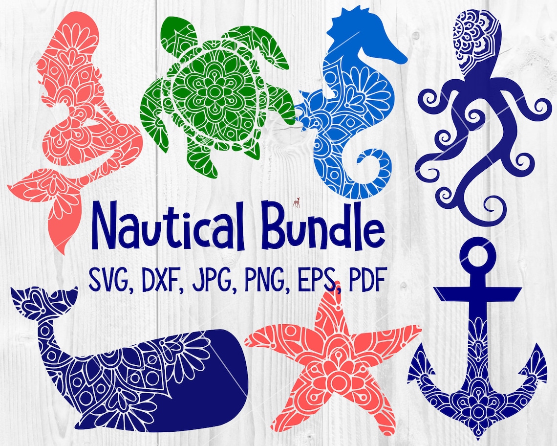 Download Nautical Mandala SVG Bundle Mermaid Whale Turtle Starfish ...