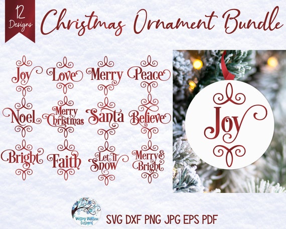 Download Christmas Ornament Svg Bundle Merry Christmas Joy Love Etsy