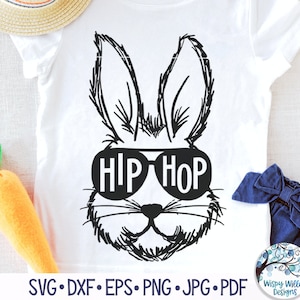 Hip Hop Easter Bunny SVG for Cricut, Funny Easter Bunny For Kids, Rabbit Face with Sunglasses PNG Printable, Vinyl Decal Cut File Download