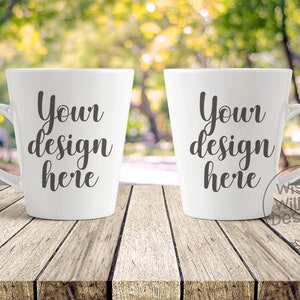 Two White Coffee Mugs Mock Up, Coffee Cups Mockup, Double, Two, Cup, Mug, Mockups, Mock-Up, JPG, Outdoors, Outside, White Mugs, White Cups