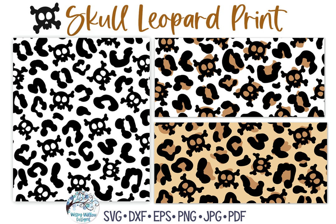 Skull Leopard Print SVG Bundle for Cricut, Halloween Animal Print PNG