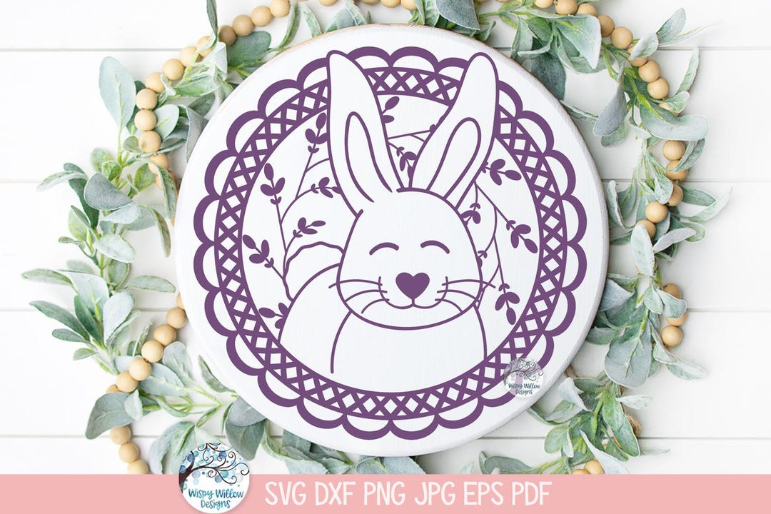 Easter Bunny in Floral Wreath SVG Cut File for Cricut, Floral Rabbit ...