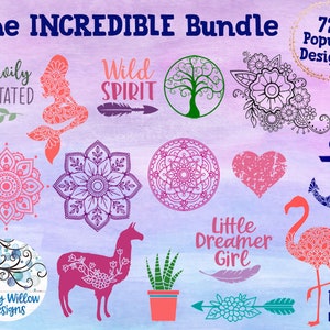 Incredible SVG Bundle, Floral Animal Mandalas, Animal Zentangles, Boho, Yoga, Meditation, Mermaid, Sloth, Flamingo, Digital Cut Files, SVGs