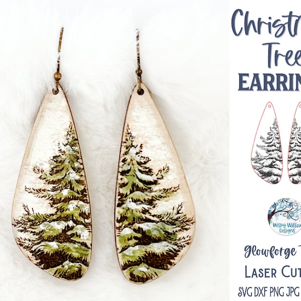Christmas Tree Earring SVG File for Glowforge or Laser Cutter, Winter Pine Tree Earrings, Holiday Wood Earring SVG File, Dangle Earrings AI