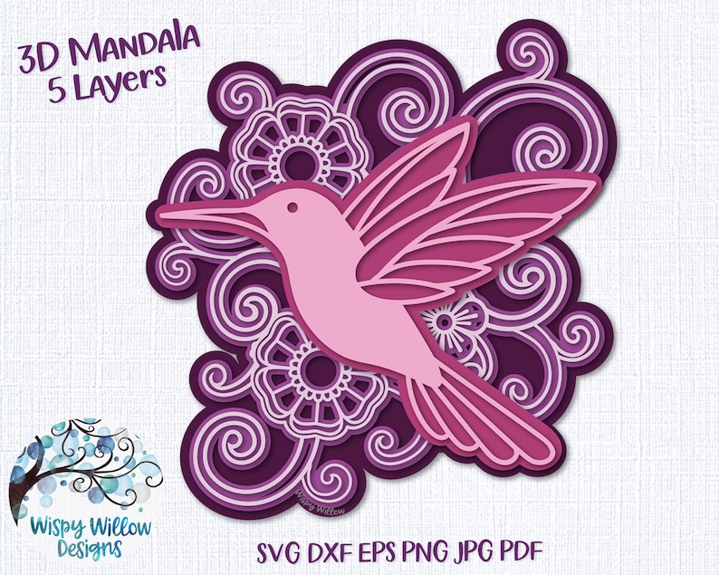 Download Layered Hummingbird 3D Mandala Svg Free - Free Layered SVG ...