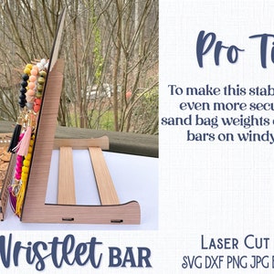 Wristlet Bar Stand File for Glowforge or Laser Cutter, SVG, AI, Keychain Holder File, Laser Cut Keychain, Bracelet Craft Show Display Design image 3