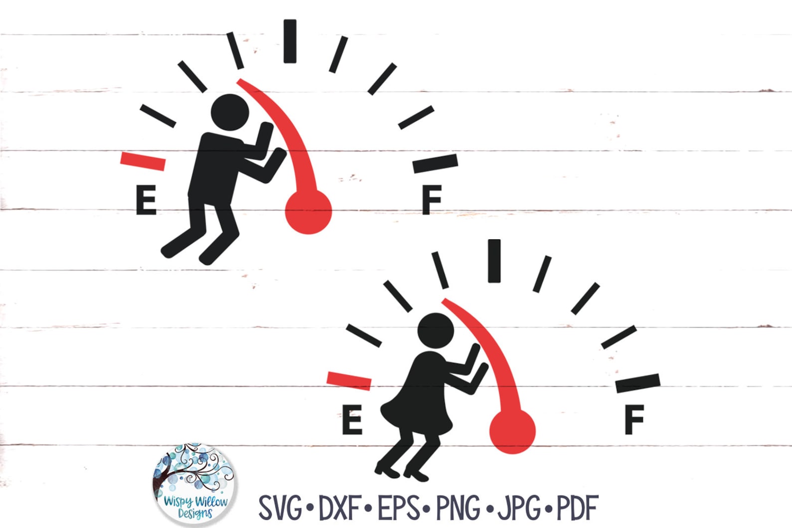 Funny Gas Tank Gauge SVG Bundle for Cricut, Man and Woman Pushing Gas ...