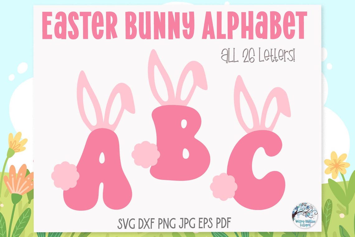 Easter Bunny Alphabet SVG File Bundle for Cricut, Retro Fun ABC Letters ...