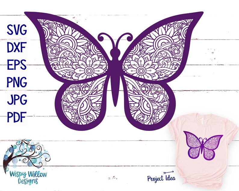 Download Butterfly Mandala Svg Butterfly Zentangle Svg Dxf Mandala Etsy