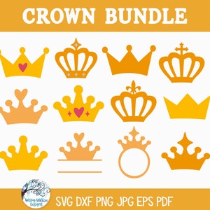 Crown SVG Bundle for Cricut, Queen Crown, Kind Crown, Princess Tiara Monogram, Royal Crown PNG Clipart, Birthday, Vinyl Decal Cut Files