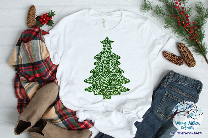 Download Christmas Tree Mandala SVG Christmas Mandalas Zentangle ...
