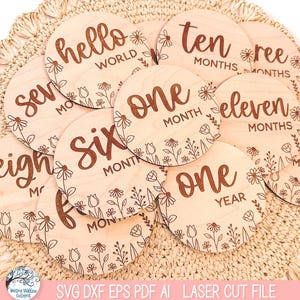 Baby Girl Milestone Disc SVG File Bundle Laser Cutter, Wildflower ...