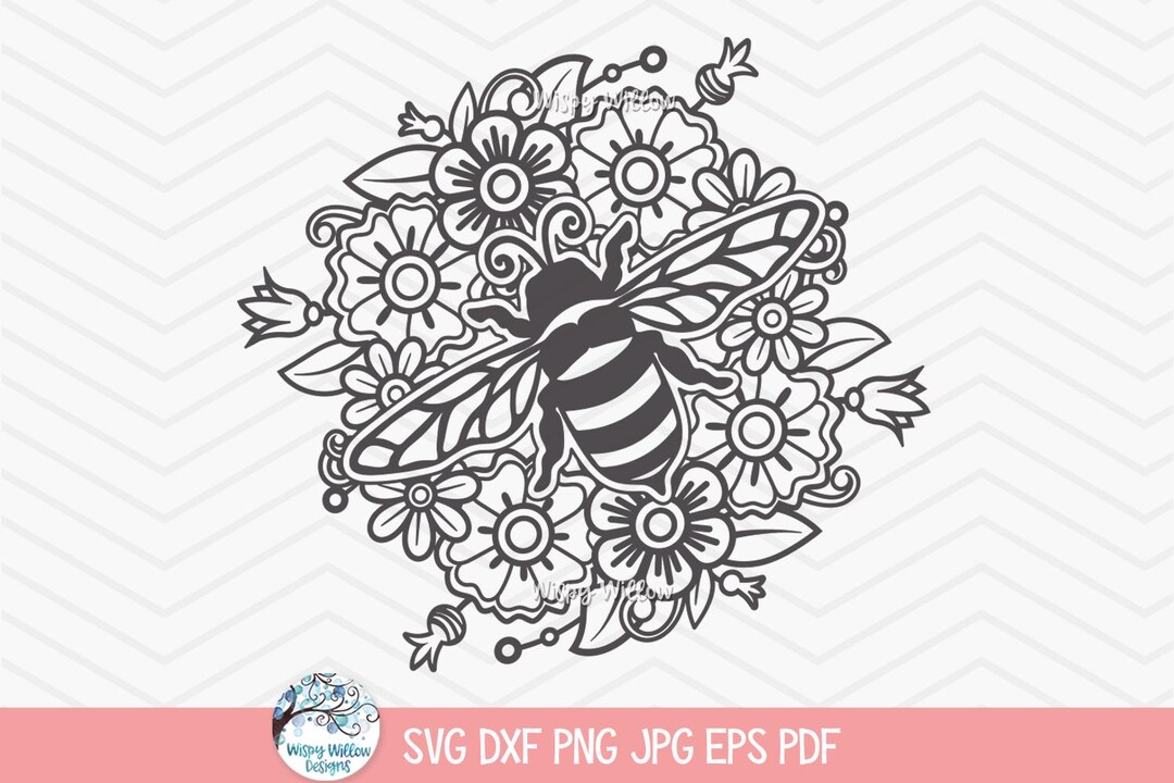 Bee and Flower Mandala SVG File for Cricut, Summer Animal