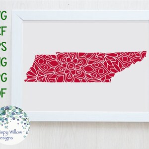 Tennessee Mandala SVG voor Cricut, TN State Silhouette, mooie ingewikkelde Tennessee vinyl decal gesneden bestand downloaden, Amerikaanse staat png-afbeeldingen