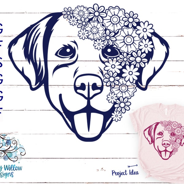Bloemen hond gezicht mandala SVG, DXF, png, jpg, hond zentangle, mandala, hond met bloemen Svg, Cricut, gesneden bestand, hond shirt ontwerp, sticker, puppy