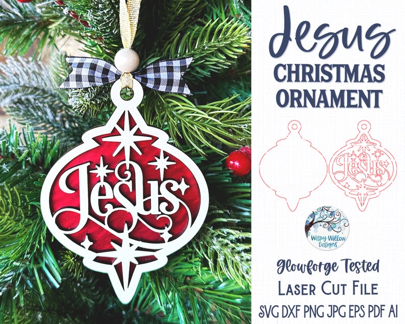 Jesus Christmas Ornament SVG File for Glowforge or Laser - Etsy