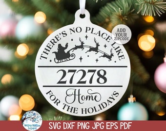 Zip Code Christmas Ornament SVG for Cricut, Personalized Ornament