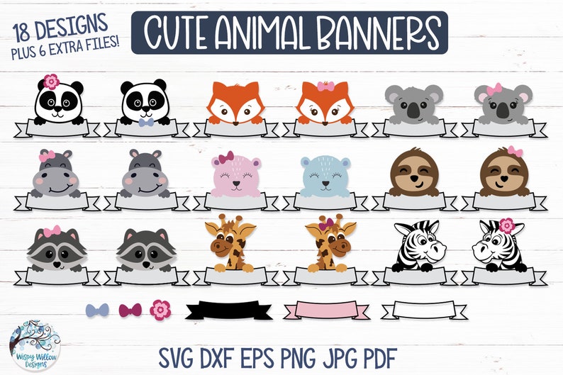 Cute Animal Banners SVG Bundle Baby Animals for Personalized - Etsy