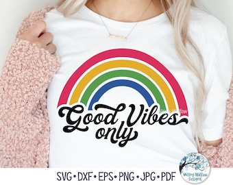 Good Vibes Only SVG, Retro Rainbow Good Vibes Svg, Retro Rainbow Svg, Vintage Rainbow Png, Good Vibes Rainbow Svg, Summer Svg, Hippie Svg