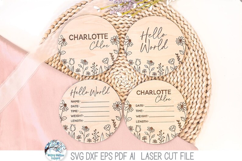 Baby Girl Birth Announcement Milestone SVG File Bundle, Laser Cutter ...