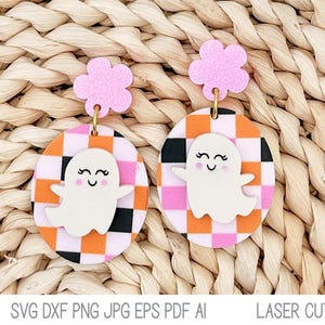 Ghost Earring File SVG for Laser Cutter, Cute Spooky Halloween Layered Acrylic Earrings, Laser Cut Fall Jewelry Design, Glowforge, Xtool