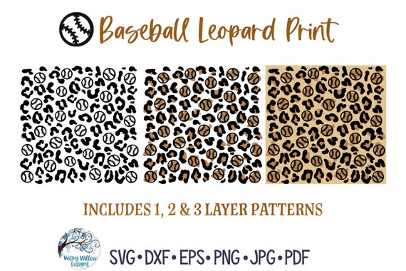 Baseball Leopard Print Drop Earrings Glowforge SVG
